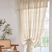 abordables Rideaux et voilages-Rideaux en lin synthétique avec valence Rideau de fenêtre de confidentialité Ferme pour Salon Chambre Rideau filtrant la lumière 1 panneau