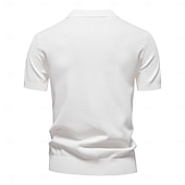 preiswerte Klassisches Poloshirt für Herren-Herren Polo Strick-Polopullover Geschäft Lässig V Ausschnitt Kurzarm Formell Einfarbig Texture Neuheit Sommer Ganzjahres Hellblau Schwarz Weiß Marineblau Armeegrün Dunkelgray Polo
