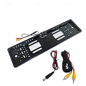 economico Telecamera posteriore auto-Telecamera posteriore con cornice per targa UE con visione notturna a 8 LED – Telecamera di retromarcia impermeabile per parcheggio auto