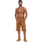 tanie Mężczyźni-Oktoberfest Haft Lederhosen bawarski Niemiecki Monachium Łąki Męskie Impreza Festiwal Piwa Tkanina w stylu tradycyjnym