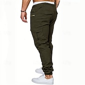 economico Pantaloni cargo-Per uomo Pantaloni Cargo Pantaloni Elastico in vita Coulisse Multi-tasche Semplice Indossabile All'aperto Quotidiano Campeggio &amp; Escursionismo Moda Classico Nero Verde militare