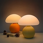 cheap Decorative Lights-3-Color Table Lamp Mushroom Adjustable Remote Control Ceramic Lamp Bedroom Bedside Lamp Cream Style Mushroom Table Lamp Bedroom Decoration Small Night Light Study Lighting   USB 1PC