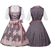 cheap Women-Oktoberfest Lace Dress Apron Dirndl Blouse Maid Bavarian German Munich Wiesn Women's Beer Festival Traditional Style Cloth