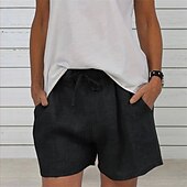 economico Pantaloni in lino e cotone semplici-Per donna Shorts Shorts da Spiaggia Pantaloni Palazzo Moda Streetwear Comfort Corto Vita Alta Semplice Elastico in vita Comodo All&#039;aperto Confortevole Streetwear Abbigliamento quotidiano Uscire