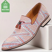 billiga Uttalande Skor-Herr Tofflor och Slip-Ons Promenad Affär Ledigt PU Läder Vävd nylon Andningsfunktion Bekväm Halksäker Loafers Vin Sommar Vår