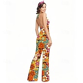 abordables Conjuntos-Retro Antiguo Boho Años 70 Pantalones acampanados Mono Hippie Disco Floral Disfraz Mujer Víspera de Todos los Santos Carnaval Vacaciones Festival de Música Festival Adulto Mono