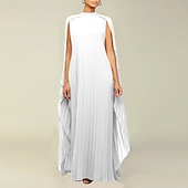 economico Matrimonio Informale / Di Giorno-Abiti A-Line Quinceanera elegante abito formale matrimonio lunghezza al pavimento maniche lunghe scollo alto chiffon con pieghe