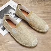 tanie Buty casual slip-on-męskie czarne espadryle wsuwane z podeszwą jutową - casualowe, wygodne obuwie letnie do noszenia na co dzień