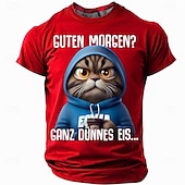 preiswerte T-Shirts mit Tiermuster-Lustige T Shirts MäNner Guten Morgen Ganz Dünnes Eis Bedruckt Herren Bekleidung