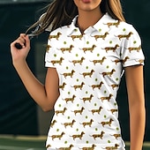olcso Női ing-US Open Női Teniszing Rövid ujjú Nyomtatott UPF50+ Gyors szárítás Tenisz Golf Tollaslabda Polo gallér Állat Póló Felsők Fehér Sárga Rózsaszín Tenisz ruházat