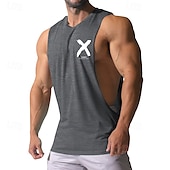 preiswerte Fitness Tank-Tops-Herren Tank Top Weste Unterhemd Ärmelloses Shirt Ärmellos Rundhalsausschnitt Sommer Bedruckt Mode Designer Basic Klassisch Urlaub Straße Ausgehen Schwarz Weiß Rote Top T-Shirt für Herren