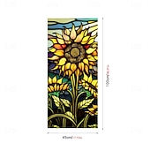 abordables Pegatinas de pared-Pegatina de ventana retro con diseño de flores y pájaros, de PVC, electrostática, no adhesiva, extraíble, con patrón de colores aleatorios.