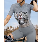 abordables Maillots de mujer-Mujer Maillot de Ciclismo Manga Corta Bicicleta Maillot Camiseta con 3 bolsillos traseros Filtro Solar Resistente a los rayos UV Transpirable Secado rápido Plata Deportes Ropa
