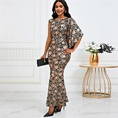 preiswerte Bodenlänge-Kleid Mutter der Braut Kleid Elegantes Boot-Ausschnitt Bodenlänges Spitzen Kurzarm mit Pailletten