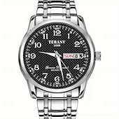 ieftine Ceasuri Quartz-Ceas de mână bărbătesc la modă, cu curea din oțel, cu curea de cuarț, design simplu, cadran circular, calendar dual, impermeabil IPX7, cu lumină de noapte, ceas de afaceri