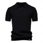 preiswerte Klassisches Poloshirt für Herren-Herren Polo Strick-Polopullover Geschäft Lässig V Ausschnitt Kurzarm Formell Einfarbig Texture Neuheit Sommer Ganzjahres Hellblau Schwarz Weiß Marineblau Armeegrün Dunkelgray Polo