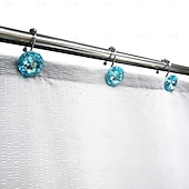 olcso Zuhanyfüggönyök-12 db Zuhanyfüggöny Horog Luxus Design Kerek türkizkék Gyémánt Kristály Csepp mely Csúszkáló Golyozókkal Van Ellátva Hableány Zuhanyfüggönyhöz Rozsdamentes Fém Ragyogó Zuhanyfüggöny Gyűrűk