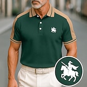 preiswerte Klassisches Poloshirt für Herren-Herren Baumwoll-Poloshirt Golfshirt Geschäft Revers Kurzarm Mode Basic Farbblock Patchwork Bestickt Sommer Weinrot Schwarz Grün aschgrau Dunkel Blau Hellblau Baumwoll-Poloshirt