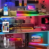 abordables Bandes lumineuses led-Bande lumineuse LED néon 2 m/3 m/5 m, bande lumineuse étanche à 360 degrés avec télécommande de synchronisation musicale &amp;Éclairage flexible alimenté par USB pour salle de jeux intérieure/extérieure,