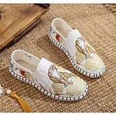 levne Pánské nazouváky a mokasíny-Pánské bílé espadrilky nazouvací boty s uměleckou výšivkou - stylová obuv s jedinečným tygřím designem
