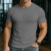 levne Pánská trička pro volný čas-Pánské Tričko Svalová košile Tričko s žebrovaným úpletem Tričko Top Krátké rukávy Tričkový Léto Celý rok Bez vzoru Pit Strip Módní Designové Základní Jednoduchý Dovolená ulice Ležérní Bílá Černá Šedá