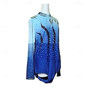 economico Costumi da Pattinaggio Artistico per Ragazzi e Uomini-Top da pattinaggio sul ghiaccio da uomo e ragazzo, ad alta elasticità, abbigliamento da pattinaggio per allenamento e competizione, classico, con cristalli/strass, manica lunga, pattinaggio sul