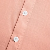 voordelige Vakantie-Voor heren Overhemd Linnen overhemd Overhemd met bandkraag Popover-shirt Zomer overhemd Strand Kleding Effen Vakantie Casual Zwart Wit Blozend Roze Marineblauw Korte mouw Mandarijn Kraag Zomer Kleding