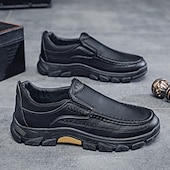 economico Slip-ons e mocassini da uomo-scarpe slip-on da uomo in pelle marrone scuro con suola robusta - calzature resistenti e alla moda per uso esterno