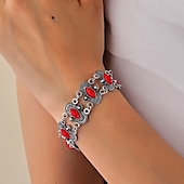 abordables Bracelets et bracelets rigides-Bracelet Femmes Rétro Fleur Bohème Bracelet Bijoux Rouge Vert Ovale pour Quotidien Fête
