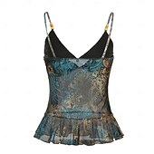 billige Boho topper-Dame Boho skjorte Bluse Blomsternål i krystall Moderne Bohem Ermeløs Med stropper Vanlige topper Daglig Ferie Ut på byen Trykt mønster Grønn Sommer