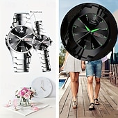 economico Orologi al quarzo-Orologio da coppia luminoso con quadrante rotondo, IPX7, impermeabile, al quarzo, con calendario e data, in acciaio inossidabile, alla moda, per donne e uomini, regalo per San Valentino.