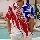  Día de la Independencia Hombre Bandera estadounidense de los Estados Unidos 4 de julio, 250 aniversario de Estados Unidos Patriótico Camisa Camisa de verano Abotonar la camisa Manga Corta Moda