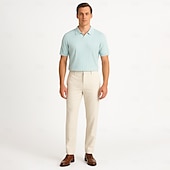 economico Polo classica da uomo-Per uomo Polo Maglione polo lavorato a maglia Affari Casuale Scollo a V Manica Corta Formale Tinta unica Novità Estate Tutte le stagioni Blu chiaro Cachi chiaro Nero Bianco Verde militare Caffè Polo