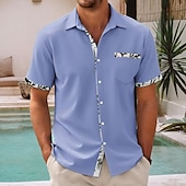 voordelige Plantenpatroon-Voor heren Blad Planten Overhemd Zomer overhemd Overhemd met knopen Korte mouw Mode-casual Vakantie Dagelijks gebruik Zomer Lente Strijkijzer 3D-afdrukken shirts met kraag Voorste zak Blozend Roze