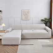 preiswerte Sofabezug-Stretch-Sofabezug, Schonbezug, Jacquard, elastisch, Sofagarnitur, Sessel, Loveseat, 4- oder 3-Sitzer, L-Form, grau, botanische Pflanzen, weich, strapazierfähig, waschbar