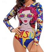 abordables Maillots une pièce et tankinis-Femmes Maillot de bain 1 pièce Dos Nu Maillot de Bain Maillots de Bain Rose Claire Respirant Séchage Rapide manche longue - Natation Surf Plongée en apnée Été