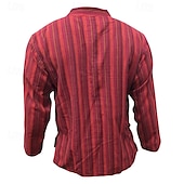 economico Camicie Popover da Uomo-Per uomo Camicia Camicia popover Camicia Estiva Camicia casual Camicia da Spiaggia Rosso Blu Blu scuro Caffè Manica Lunga A righe Colletto alla coreana Vacanza Camicia hawaiana Abbigliamento