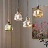 cheap Pendant Lights-LED Pendant Light Warm White  Decorative Lamp Base Hanging Lamp Adjustable Indoor Light Translucent Patterned Glass Lampshade Ceiling Hanging Light Dining Room Living Room 110-240V
