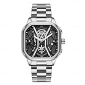 preiswerte Quarz-Uhren-Mode für Männer Armbanduhren Luxus Chronograph leuchtend wasserdicht Datum Mann Uhr quadratisches Zifferblatt Leder Quarz Herrenuhren