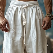 olcso Ünnep-Férfi Vászon nadrág Nadrág Nyári nadrág Strand nadrág Zseb Zsinór Rugalmas derék Sima Mokaszinok Légáteresztő Vakáció Napi Szabadság Hawaii Boho Bézs