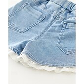 cheap Bottoms-Kids Girls&#039; Shorts Floral Streetwear Patchwork School 4-12 Years Summer Navy Blue Royal Blue Blue