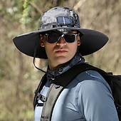 tanie Wentylatory-czapka z wentylatorem solarnym unisex kapelusz przeciwsłoneczny na zewnątrz z wbudowanym wentylatorem solarnym, szerokim rondem, ochrona UPF kapelusz typu bucket na wędrówki wędkarskie plażę