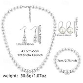 abordables Parures de Bijoux-Ensembles de bijoux de mariée 1 ensemble de boucles d&#039;oreilles en perles et strass, collier et bracelets, ensemble de bijoux élégant et doux pour femmes, pour fête de mariage, occasion spéciale