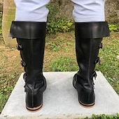 cheap Footwear-Medieval Renaissance Shoes Knee High Boots Flat Jazz Boots Pirate Viking Crusader Men&#039;s Celtic Pirate Halloween Masquerade Performance Party &amp; Evening LARP Adults&#039; Shoes