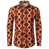 cheap Tops-Retro Vintage 1970s Shirt Disco Geometic Psychedelic Men&#039;s Halloween Carnival Music Festival Pride Parade Pride Month Adults&#039; Shirt