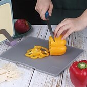levne Kuchyňské potřeby-Oboustranné plastové krájecí prkénko do kuchyně, sada 3 krájecích prkének s úložným stojanem, barevné kódování pro různé druhy potravin, krájecí prkénko lze mýt v myčce nádobí