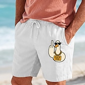 economico Vacanza-Per uomo Shorts Pantaloncini Estivi Shorts da Spiaggia Coulisse Elastico in vita Stampato Grafico Animale Comodità Traspirante Corto All&#039;aperto Casuale Quotidiano Vacanza Hawaiano Bianco Verde