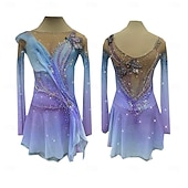 economico Abiti da Pattinaggio Artistico-Abito da pattinaggio artistico Per donna Ragazze Pattinaggio sul ghiaccio Vestito Viola Foro per il pollice tintura sfumata Alta elasticità Professionale Competizione Vestiti da pattinaggio sul