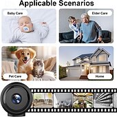 abordables Caméras IP d&#039;intérieur-Mini caméra de sécurité Wi-Fi 4K pour bébé – Surveillance nocturne intérieure sans fil avec contrôle par application et stockage sur carte SD