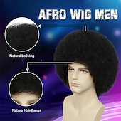 economico Parrucche storiche-Parrucca afro da uomo per feste rocker disco anni &#039;70, parrucca afro nera per uomini e donne, parrucche afro unisex per adulti, per uso quotidiano e per feste.